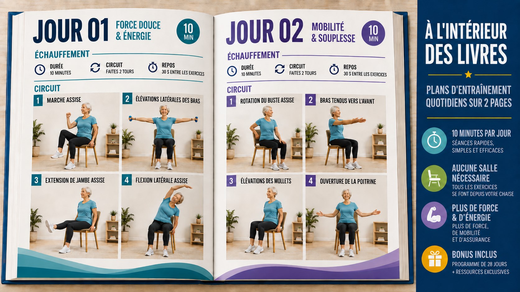 Gym sur chaise pour seniors – la collection complète en 3 livres